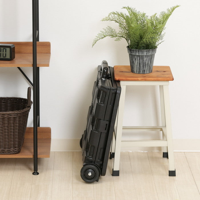 フォールディングキャリーカート L 蓋付き BK ブラック 幅450×奥行380×高さ990 折りたたみ 折り畳み fj-86443の画像