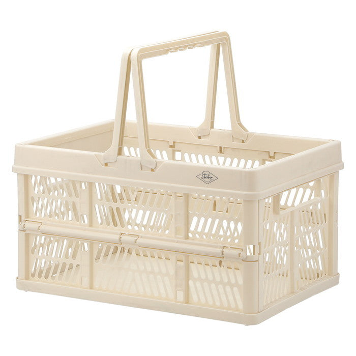 折りたたみ フォールディング コンテナ カゴ バスケット L WH ホワイト 幅450×奥行315×高さ250 fj-86448の画像