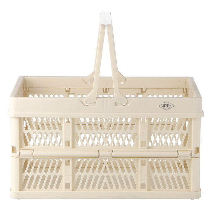 折りたたみ フォールディング コンテナ カゴ バスケット L WH ホワイト 幅450×奥行315×高さ250 fj-86448の画像