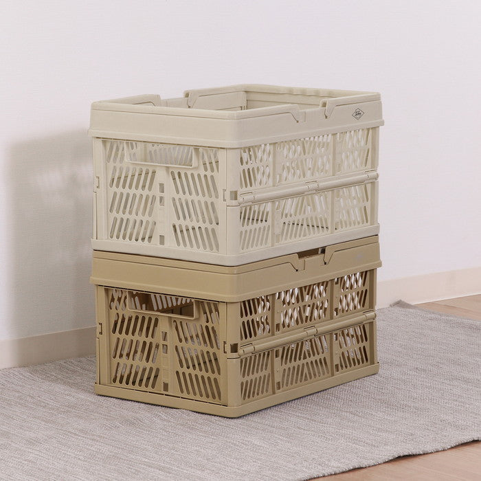 折りたたみ フォールディング コンテナ カゴ バスケット L WH ホワイト 幅450×奥行315×高さ250 fj-86448の画像