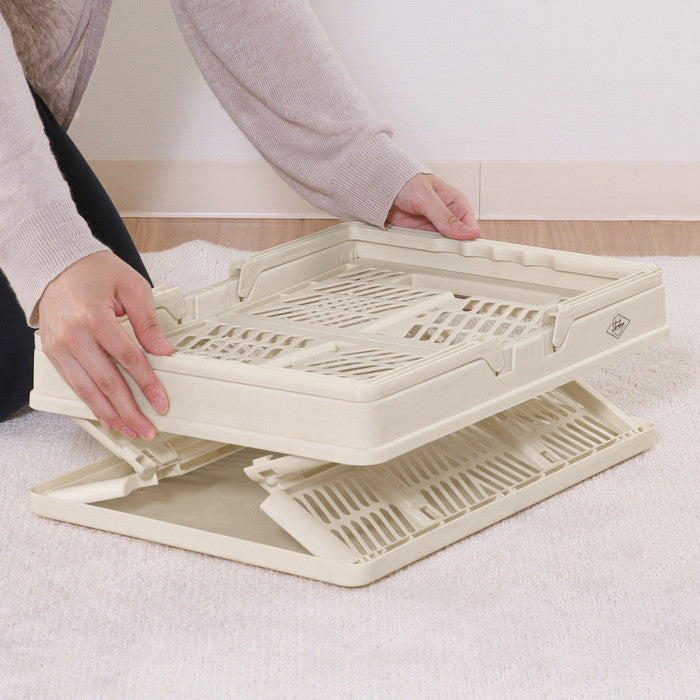 折りたたみ フォールディング コンテナ カゴ バスケット L WH ホワイト 幅450×奥行315×高さ250 fj-86448の画像
