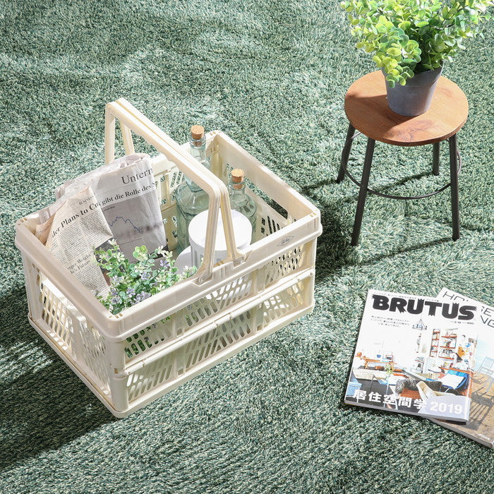 折りたたみ フォールディング コンテナ カゴ バスケット L WH ホワイト 幅450×奥行315×高さ250 fj-86448の画像