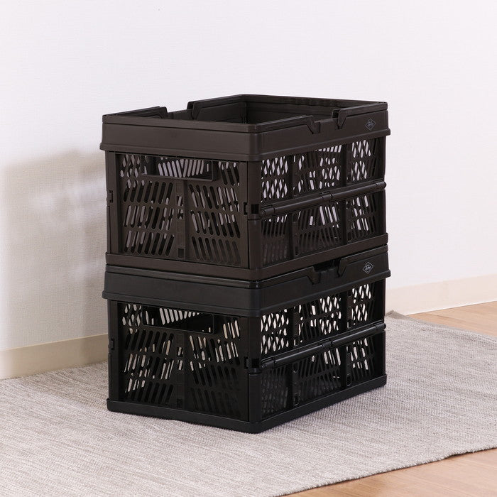 折りたたみ フォールディング コンテナ カゴ バスケット L KH カーキ 幅450×奥行315×高さ250 fj-86449の画像