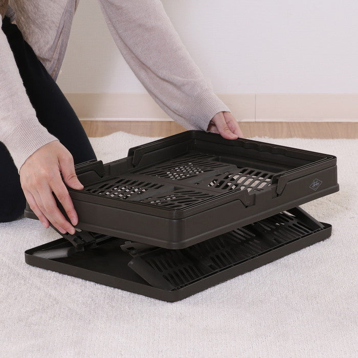 折りたたみ フォールディング コンテナ カゴ バスケット L KH カーキ 幅450×奥行315×高さ250 fj-86449の画像