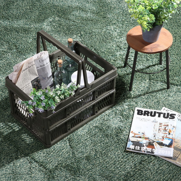 折りたたみ フォールディング コンテナ カゴ バスケット L KH カーキ 幅450×奥行315×高さ250 fj-86449の画像