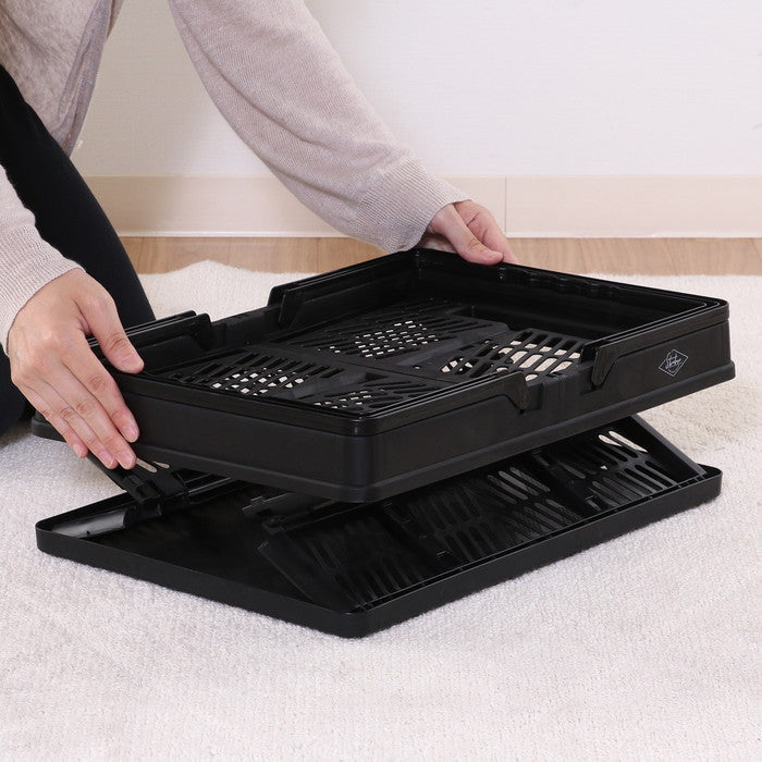 折りたたみ フォールディング コンテナ カゴ バスケット L BK ブラック 幅450×奥行315×高さ250 fj-86450の画像