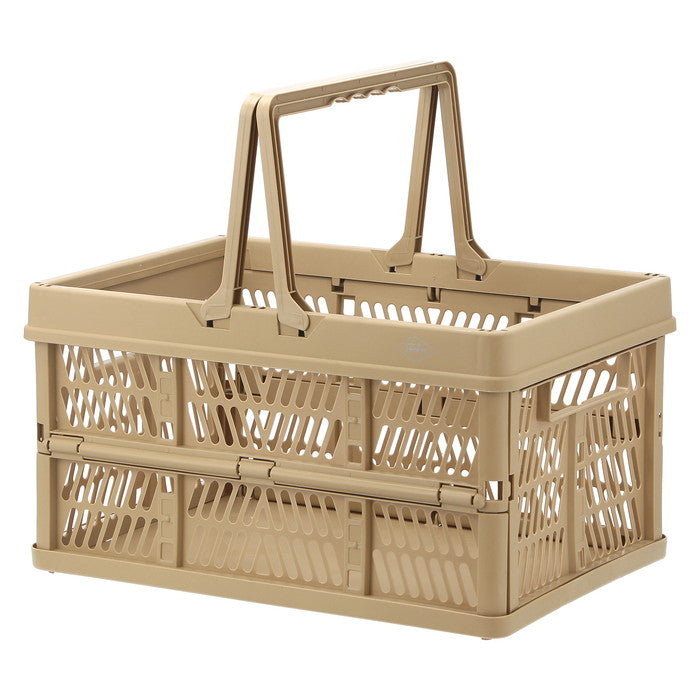 折りたたみ フォールディング コンテナ カゴ バスケット L BE ベージュ 幅450×奥行315×高さ250 fj-86451の画像