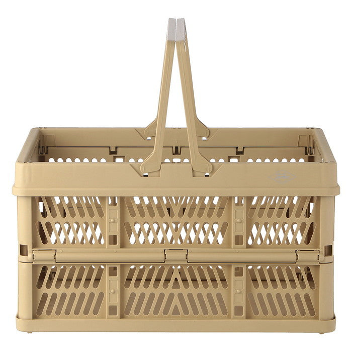 折りたたみ フォールディング コンテナ カゴ バスケット L BE ベージュ 幅450×奥行315×高さ250 fj-86451の画像