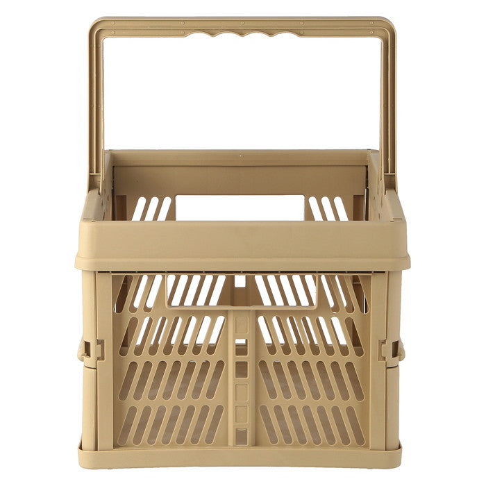 折りたたみ フォールディング コンテナ カゴ バスケット L BE ベージュ 幅450×奥行315×高さ250 fj-86451の画像