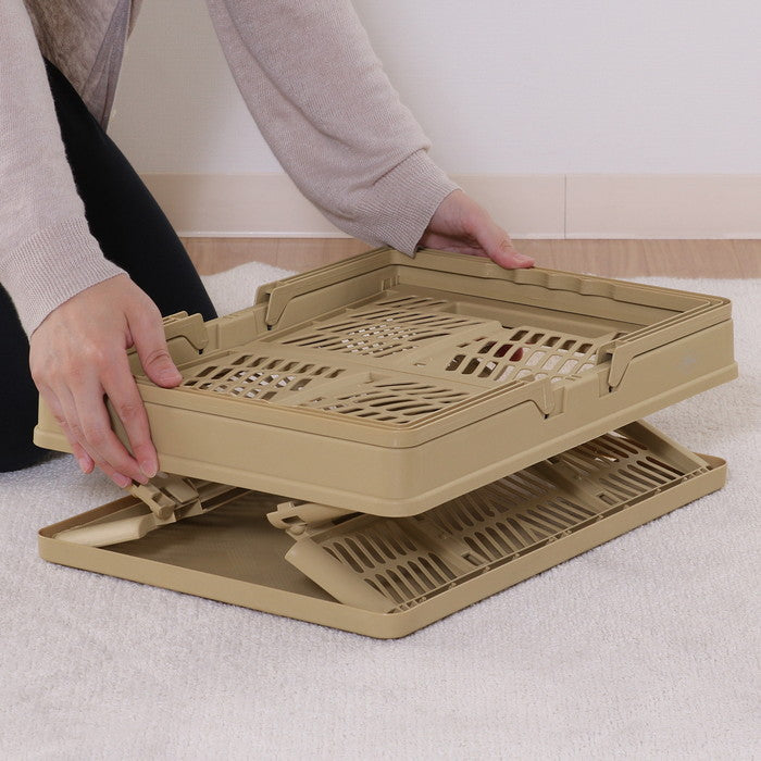 折りたたみ フォールディング コンテナ カゴ バスケット L BE ベージュ 幅450×奥行315×高さ250 fj-86451の画像