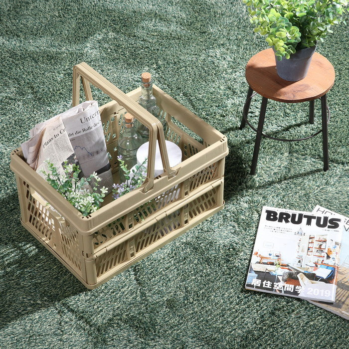 折りたたみ フォールディング コンテナ カゴ バスケット L BE ベージュ 幅450×奥行315×高さ250 fj-86451の画像