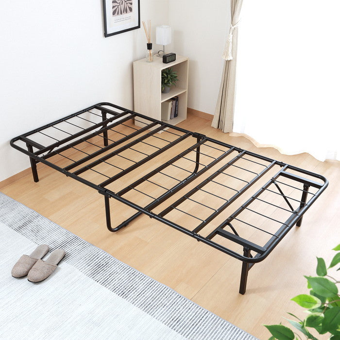 工具不要折りたたみパイプベッド easy BK ブラック 幅975×奥行1950×高さ340mm fj-87495の画像