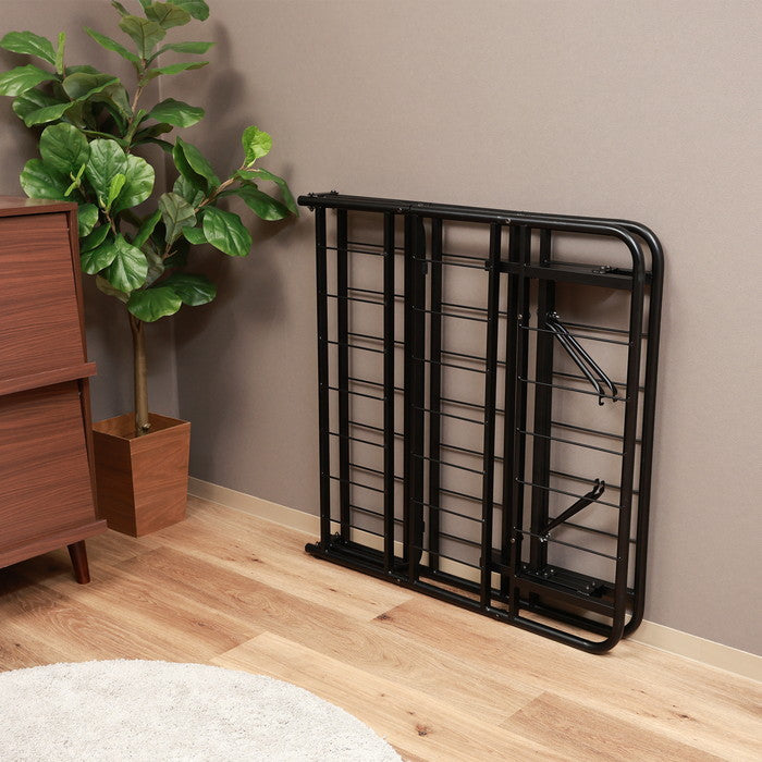 工具不要折りたたみパイプベッド easy BK ブラック 幅975×奥行1950×高さ340mm fj-87495の画像