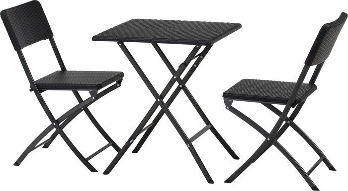 テーブル＆チェア 3点セット BK ラタン調 FB-6241 ブラック 幅0×奥行0×高さ0mm fj-87508の画像