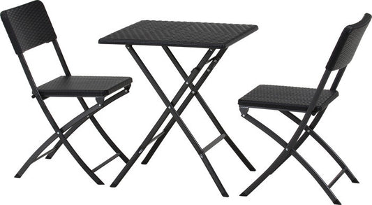 テーブル＆チェア 3点セット BK ラタン調 FB-6241 ブラック 幅0×奥行0×高さ0mm fj-87508の画像