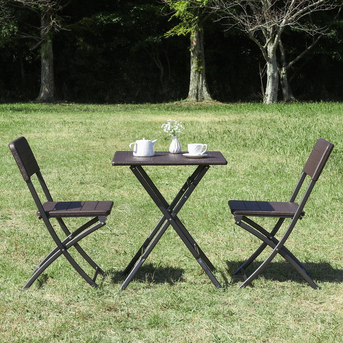 テーブル＆チェア 3点セット BR 木目調 FB-6248 ブラウン 幅0×奥行0×高さ0mm fj-87509の画像