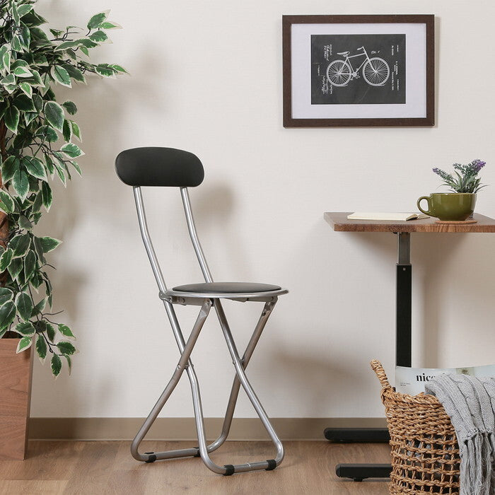 スリムチェアー パイプ FB-32BK 1010BK ブラック 完成品 W300×D460×H770mm 2kg fj-88625の画像