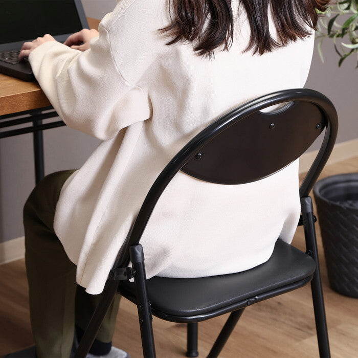 会議イス パイプ オールブラック ブラック 完成品 W450×D470×H795mm 3.7kg fj-89023の画像