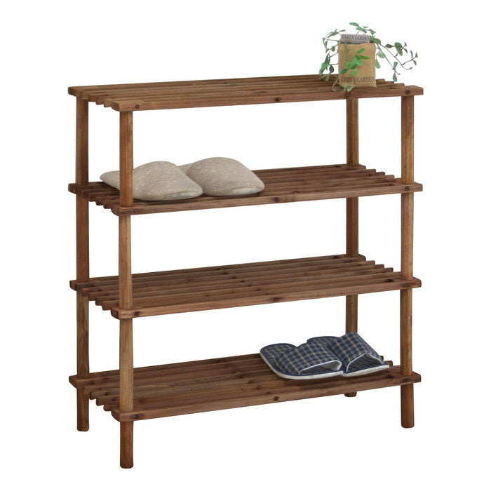 マルチ フリー シューズラック 4段 ブラウン 幅630×奥行265×高さ670 fj-89980の画像