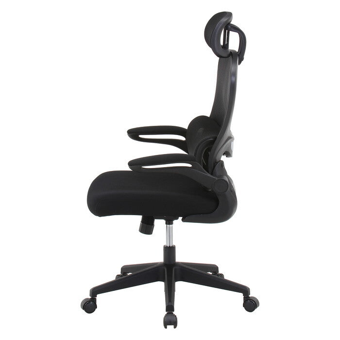 メッシュチェア ランバーサポート付き ルフト BK ブラック 組立品 W640×D630×H1110-1240mm 12.25kg fj-91010の画像