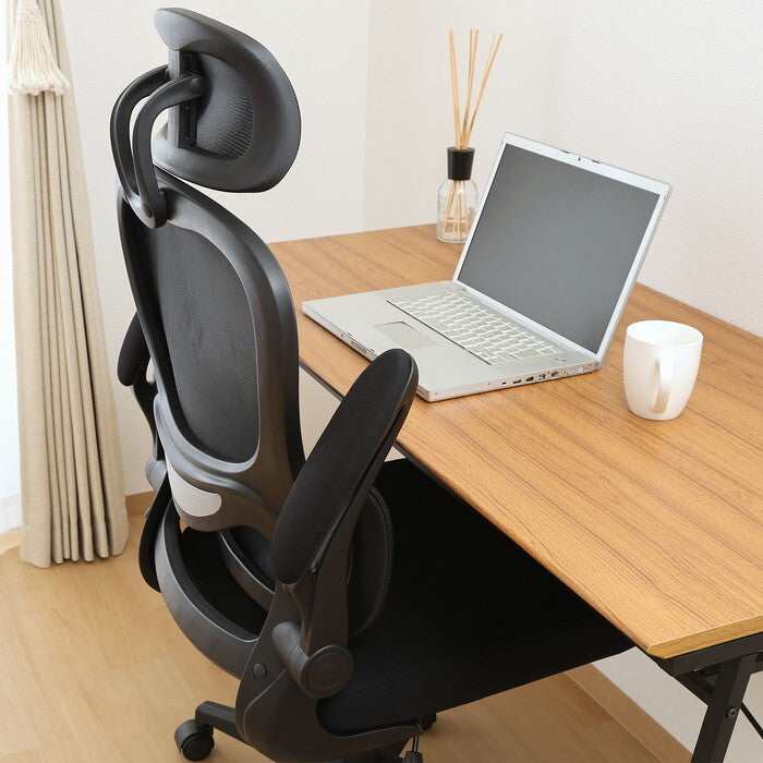 メッシュチェア ランバーサポート付き ルフト BK ブラック 組立品 W640×D630×H1110-1240mm 12.25kg fj-91010の画像