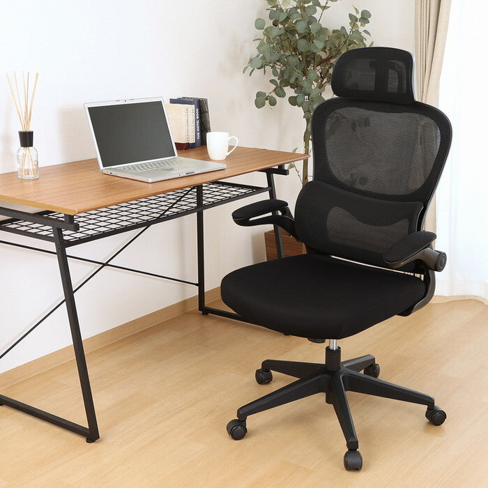 メッシュチェア ランバーサポート付き ルフト BK ブラック 組立品 W640×D630×H1110-1240mm 12.25kg fj-91010の画像