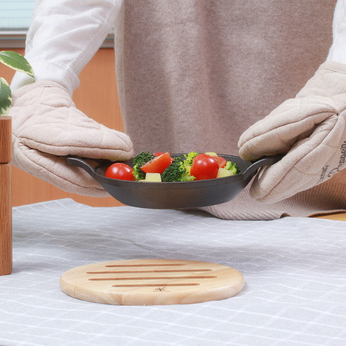 木製鍋敷き ラウンド ボヌール ナチュラル 幅170×奥行170×高さ12 fj-96034の画像
