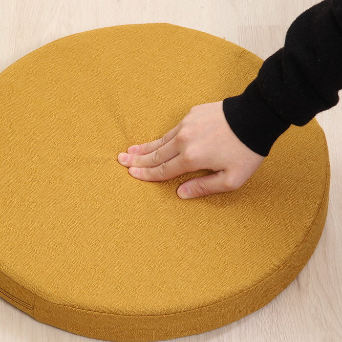 ラウンドクッション ザルツ 低反発 マスタード 完成品 W400×D400×H50mm 0.3kg fj-97929の画像