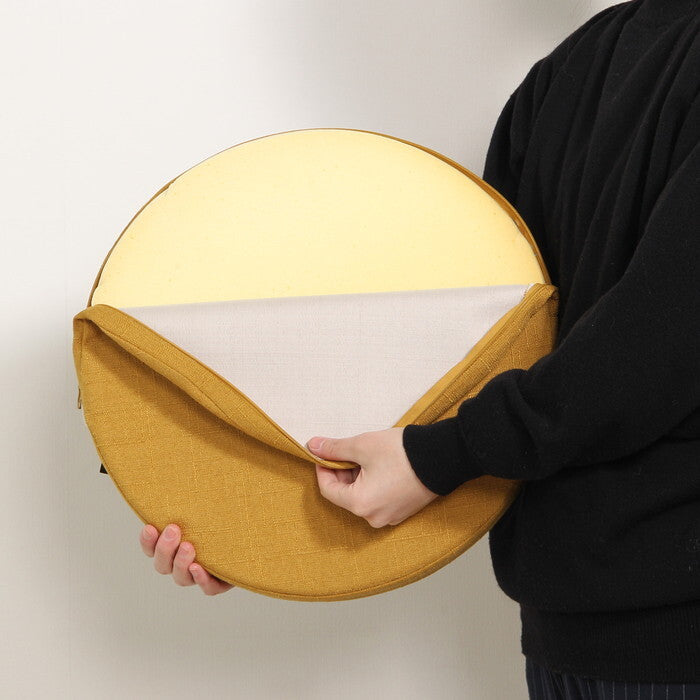 ラウンドクッション ザルツ 低反発 マスタード 完成品 W400×D400×H50mm 0.3kg fj-97929の画像