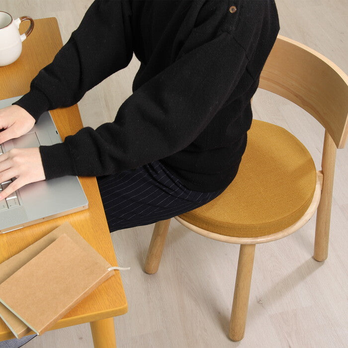 ラウンドクッション ザルツ 低反発 マスタード 完成品 W400×D400×H50mm 0.3kg fj-97929の画像