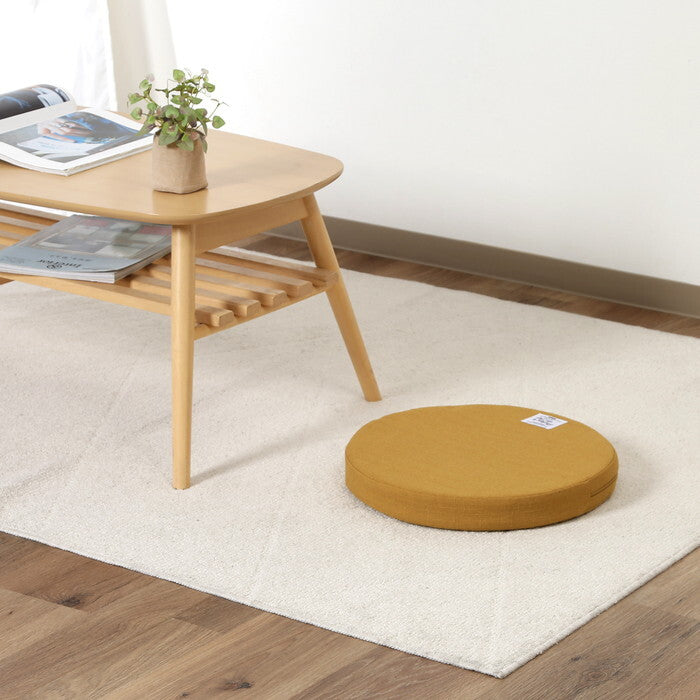 ラウンドクッション ザルツ 低反発 マスタード 完成品 W400×D400×H50mm 0.3kg fj-97929の画像