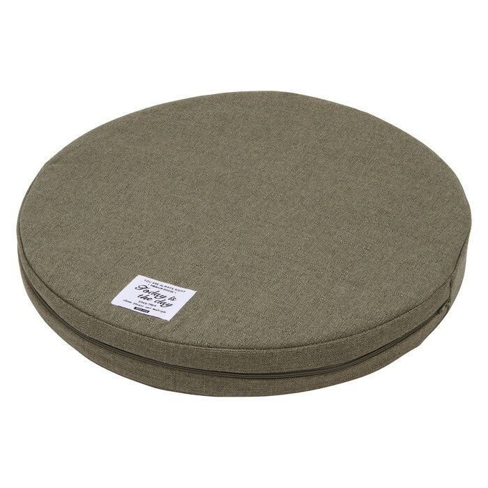 ラウンドクッション ザルツ 低反発 カーキ 完成品 W400×D400×H50mm 0.3kg fj-97930の画像