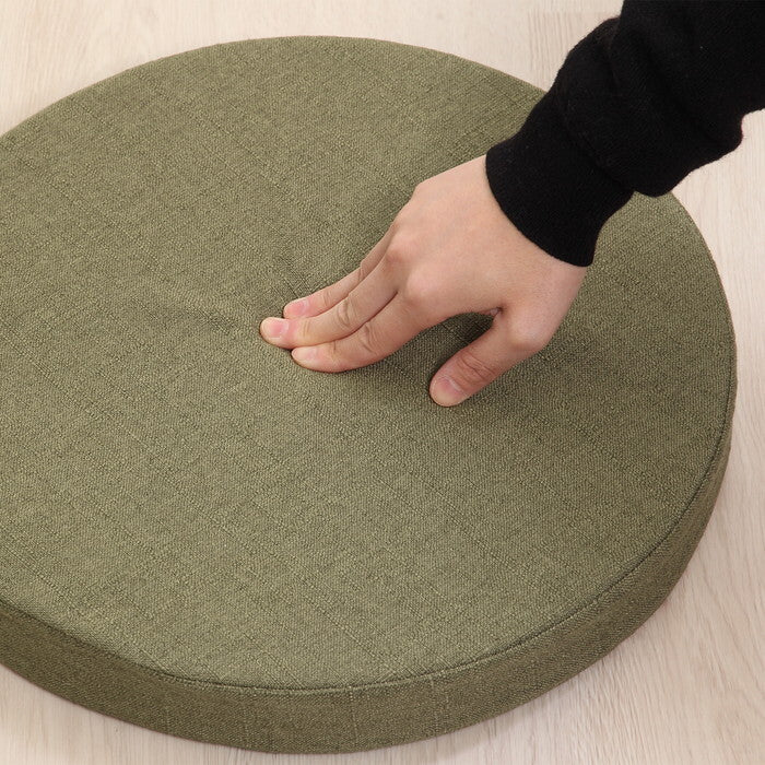 ラウンドクッション ザルツ 低反発 カーキ 完成品 W400×D400×H50mm 0.3kg fj-97930の画像