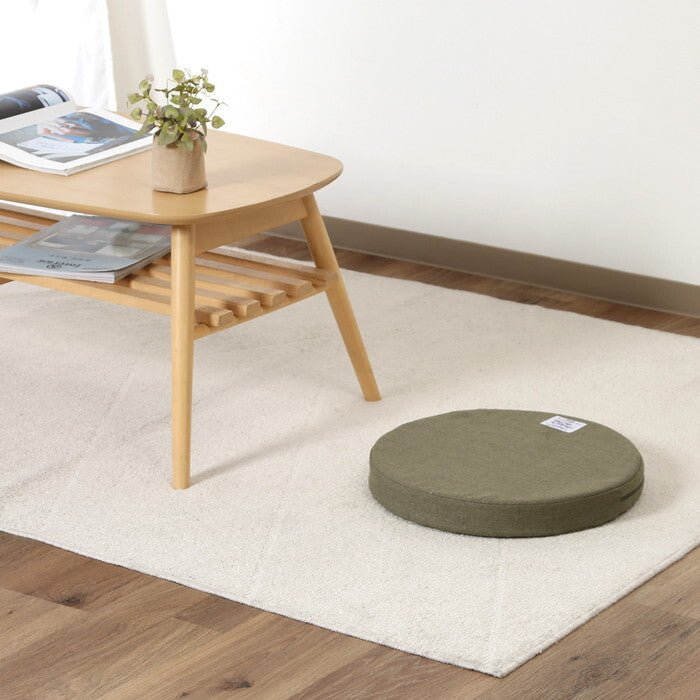 ラウンドクッション ザルツ 低反発 カーキ 完成品 W400×D400×H50mm 0.3kg fj-97930の画像