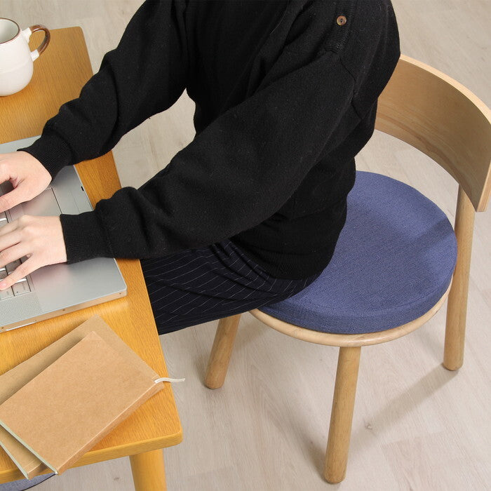 ラウンドクッション ザルツ 低反発 ネイビー 完成品 W400×D400×H50mm 0.3kg fj-97931の画像