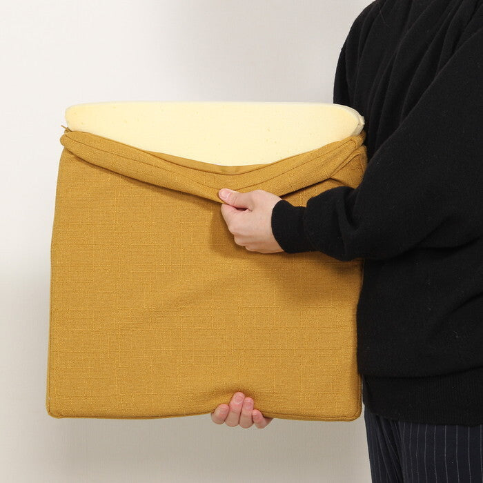 スクエアクッション ザルツ 低反発 マスタード 完成品 W400×D400×H50mm 0.42kg fj-97933の画像