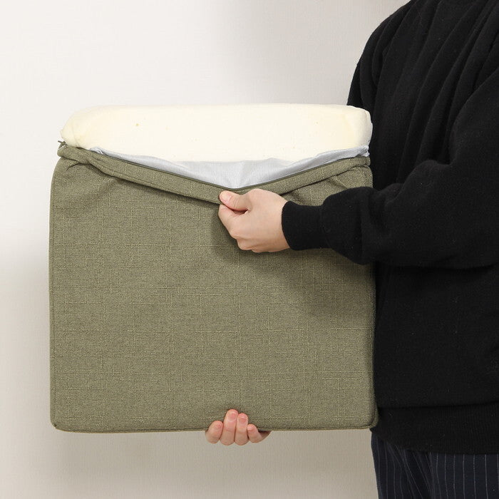 スクエアクッション ザルツ 低反発 カーキ 完成品 W400×D400×H50mm 0.42kg fj-97934の画像