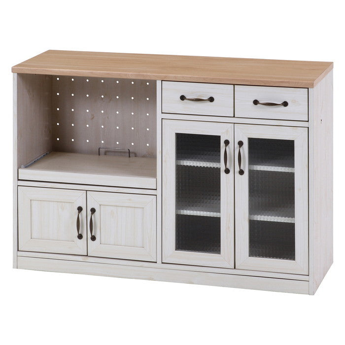 キッチンカウンター 120幅 ナチュラル × ホワイト 2016-0713-05 fj-97955の画像