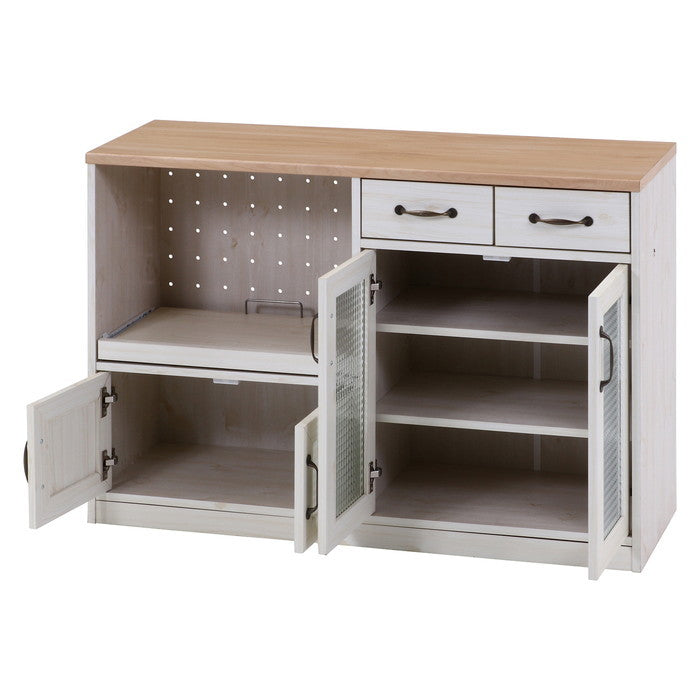 キッチンカウンター 120幅 ナチュラル × ホワイト 2016-0713-05 fj-97955の画像