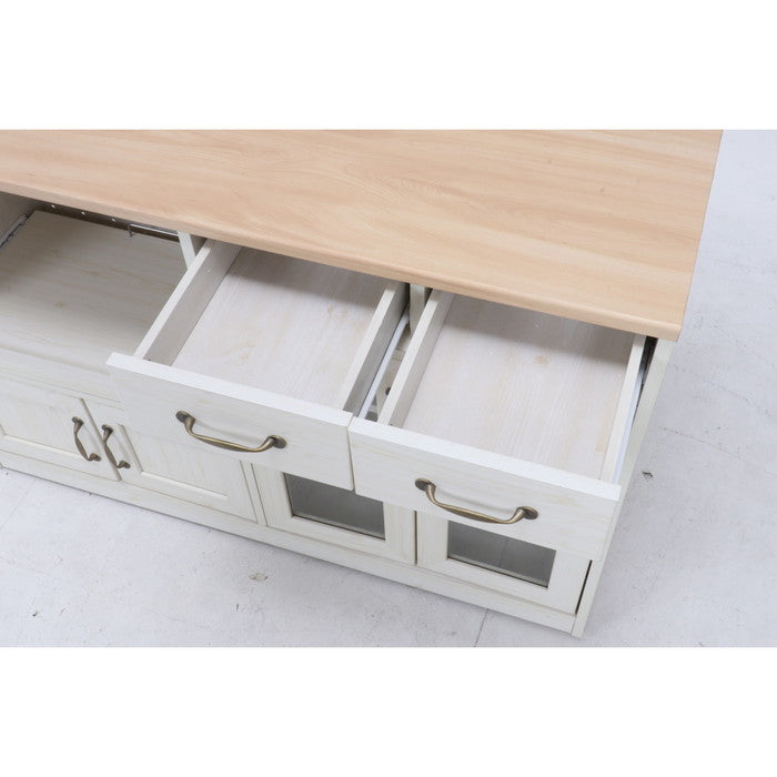 キッチンカウンター 120幅 ナチュラル × ホワイト 2016-0713-05 fj-97955の画像