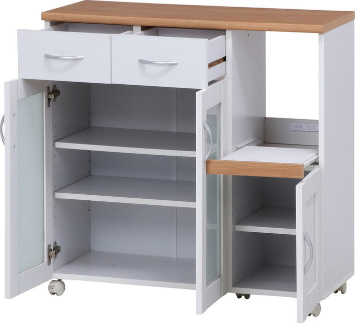 キッチンカウンター サージュ WH×NA 90幅 (96819) ナチュラル×ホワイト 900×395×890 fj-99522の画像