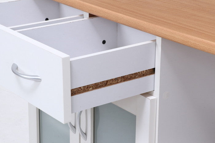 キッチンカウンター サージュ WH×NA 90幅 (96819) ナチュラル×ホワイト 900×395×890 fj-99522の画像