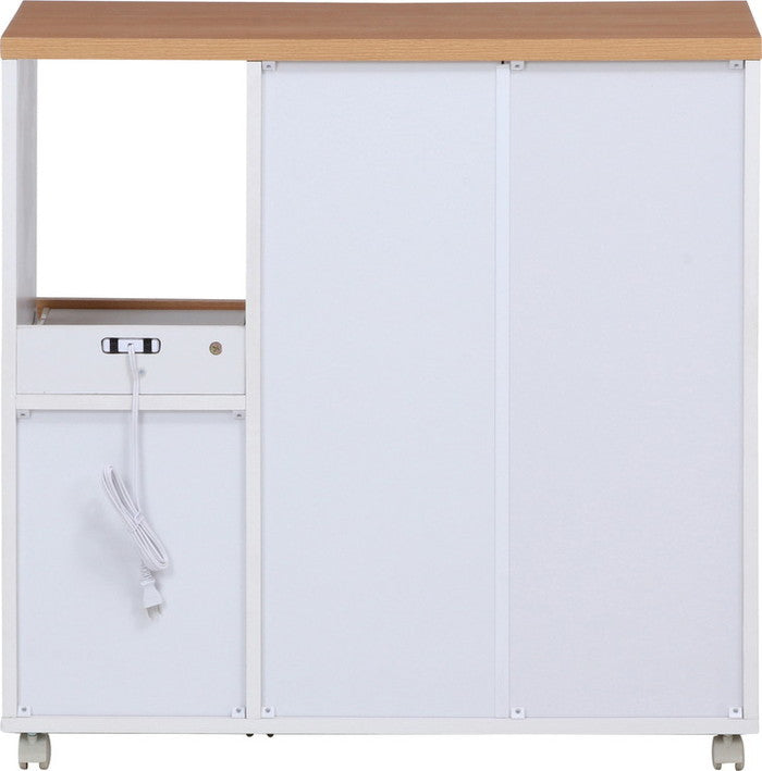 キッチンカウンター サージュ WH×NA 90幅 (96819) ナチュラル×ホワイト 900×395×890 fj-99522の画像