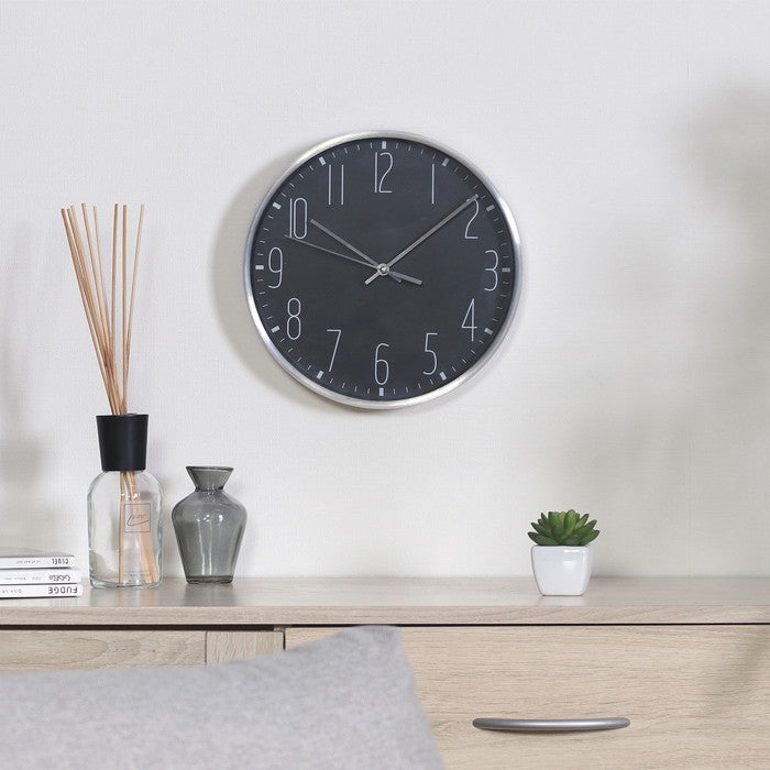 掛時計 掛け時計 ラーク Φ25cm BK 99021 ブラック 幅252×奥行42×高さ252 fj-99584の画像
