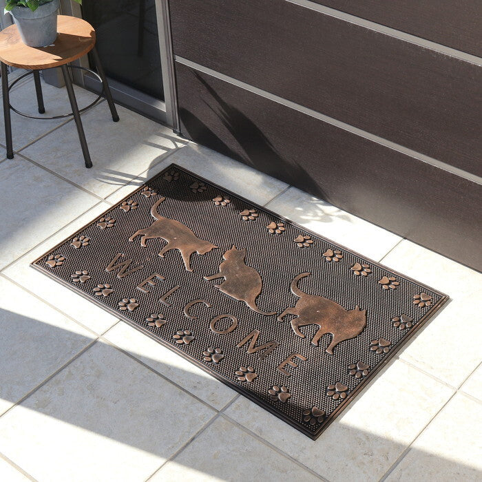 ラバーマット ウェルカムキャット 完成品 W750×D450×H6mm 1.76kg fj-99649の画像