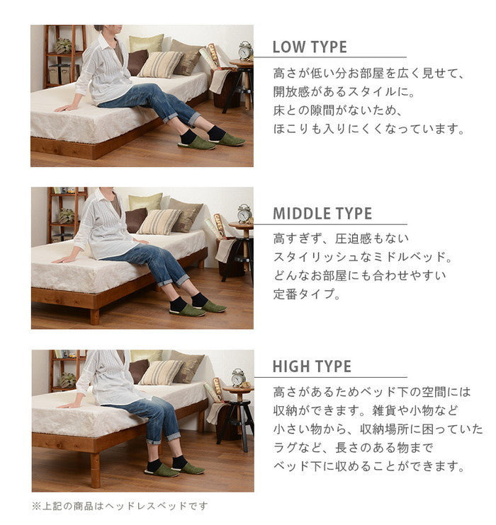 シングルベッド WB-7705 幅98×奥行210×高さ55×床面高9.5/21.5/33.5cm hgs-2090918200の画像