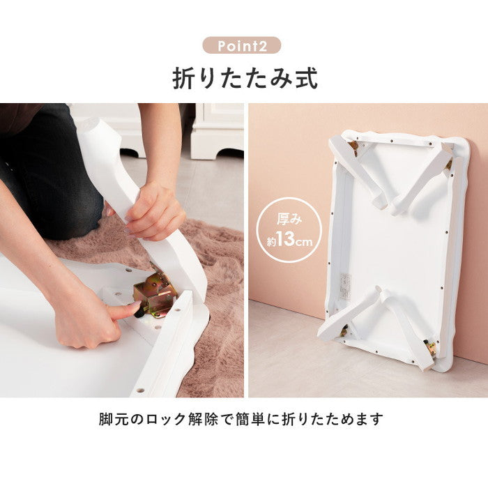 折れ脚テーブル MT-7030WH 幅80×奥行55×高さ33.5cm hgs-2101212800の画像