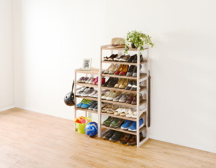 シューズラック MSS-6310 ナチュラル/アイボリー ナチュラル 幅45×奥行28×高さ92cm hgs-2101579300の画像