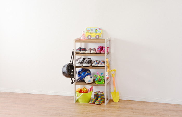 シューズラック MSS-6310 ナチュラル/アイボリー ナチュラル 幅45×奥行28×高さ92cm hgs-2101579300の画像