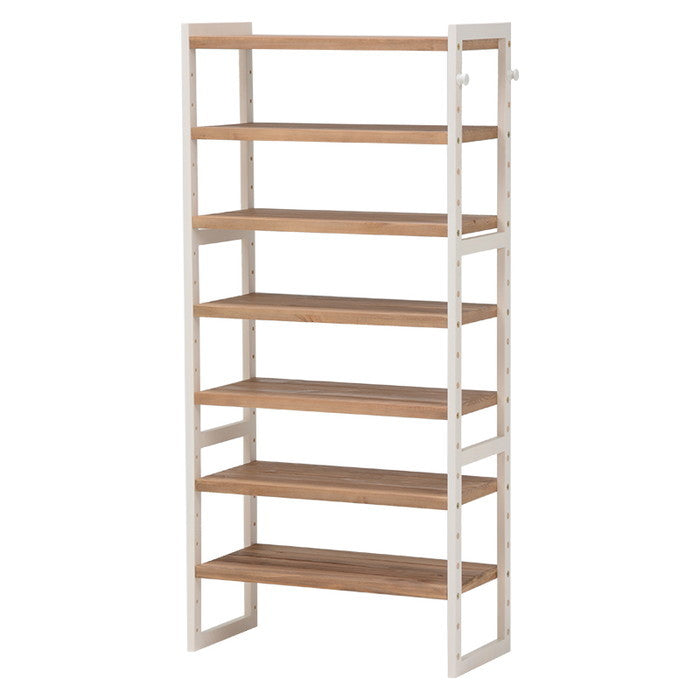 シューズラック MSS-6313 ナチュラル/アイボリー ナチュラル 幅60×奥行28×高さ128cm hgs-2101579600の画像